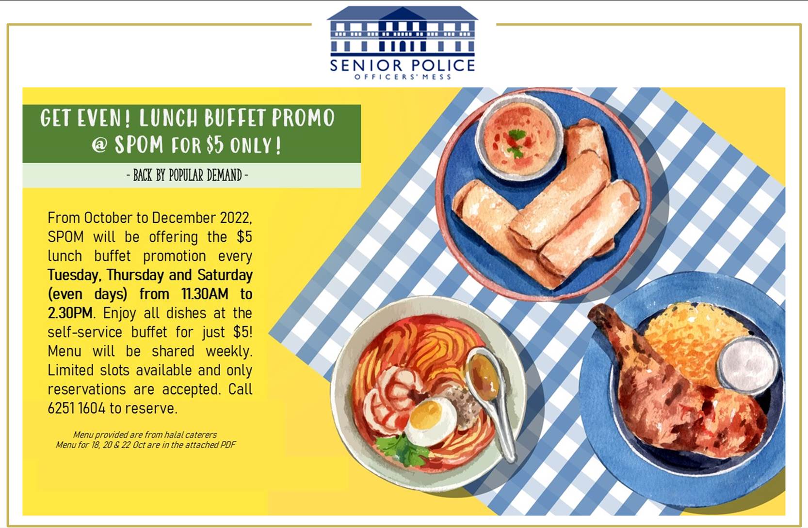 Lunch at SPOM $5 Buffet Promo, 18, 20 & 22 Oct 2022
