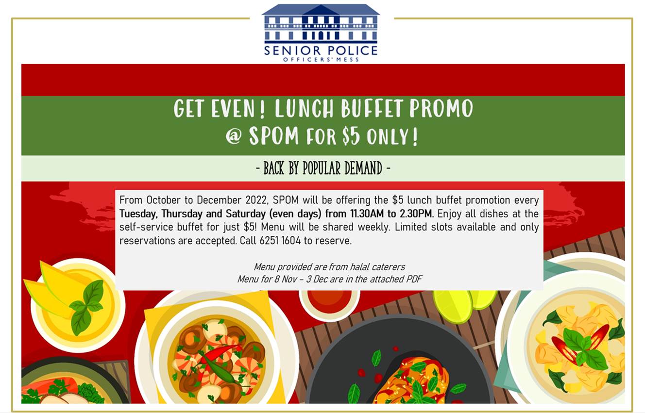 Lunch at SPOM $5 Buffet Promo, 8 Nov to 3 Dec