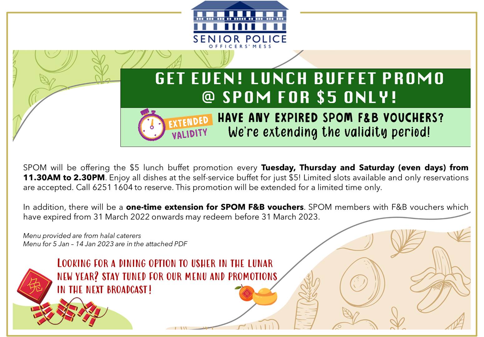 Lunch at SPOM $5 Buffet Promo