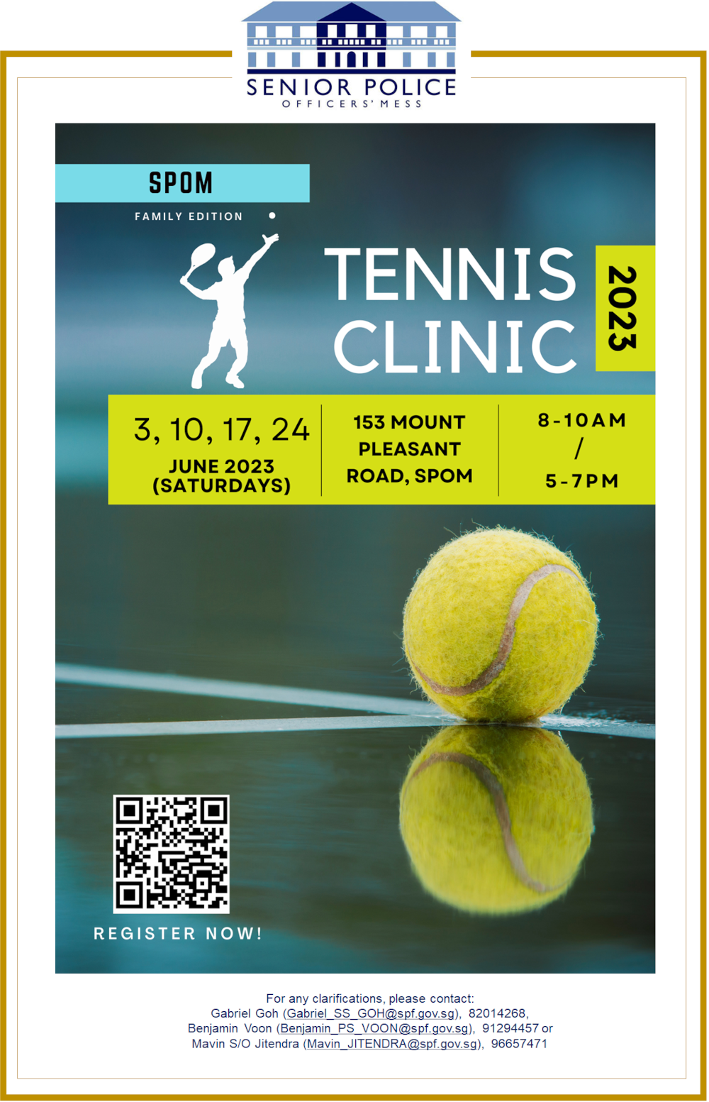 Registration for tennis clinic